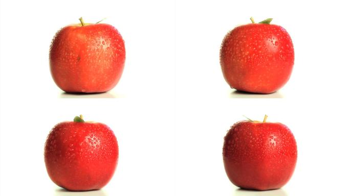 湿红苹果特写室内拍摄旋转静物红苹果