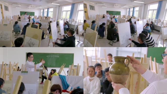 绘画 美术课堂教学视频素材
