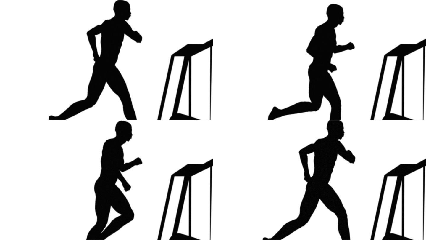 一个男人在跑步机上跑步动画特效