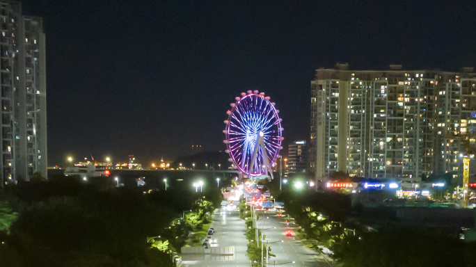 深圳湾区之光摩天轮夜景延时摄影