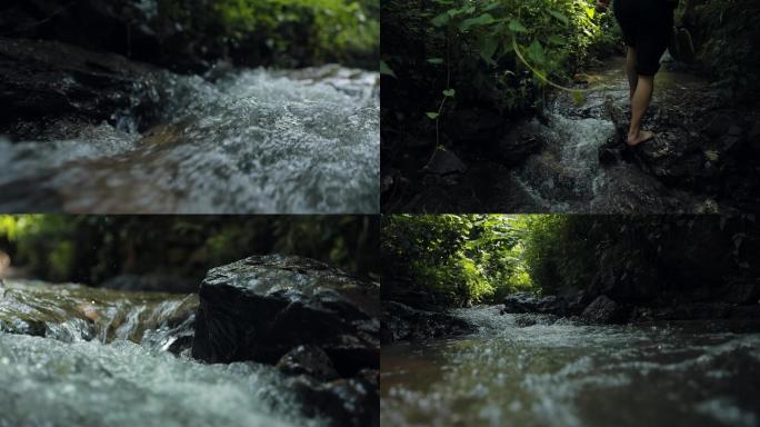 实拍山间溪流|纯天然水资源|水源地