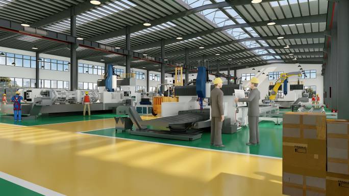 现代三维工业工厂车间厂房