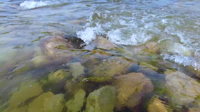 实拍济南玉符河河流流水