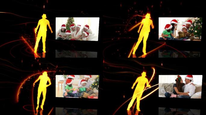 金色动画人和圣诞节短片特效