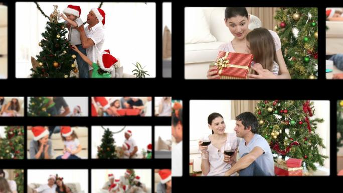 庆祝圣诞节的家庭特写