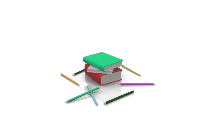 动画的笔和书特效铅笔书本一摞