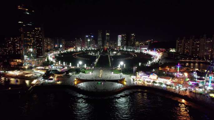 星海广场夜景航拍