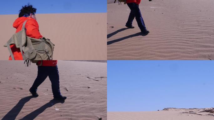 沙漠行走的男人，沙漠探险迷路