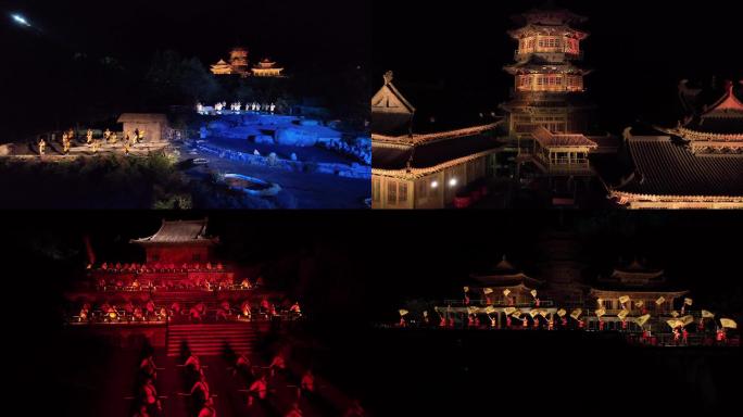 航拍/少林寺少林禅宗音乐大典夜景 4K
