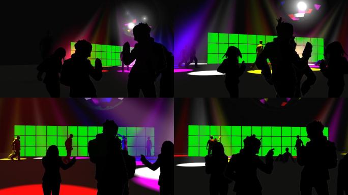 剪影人们在夜总会跳舞动画特效