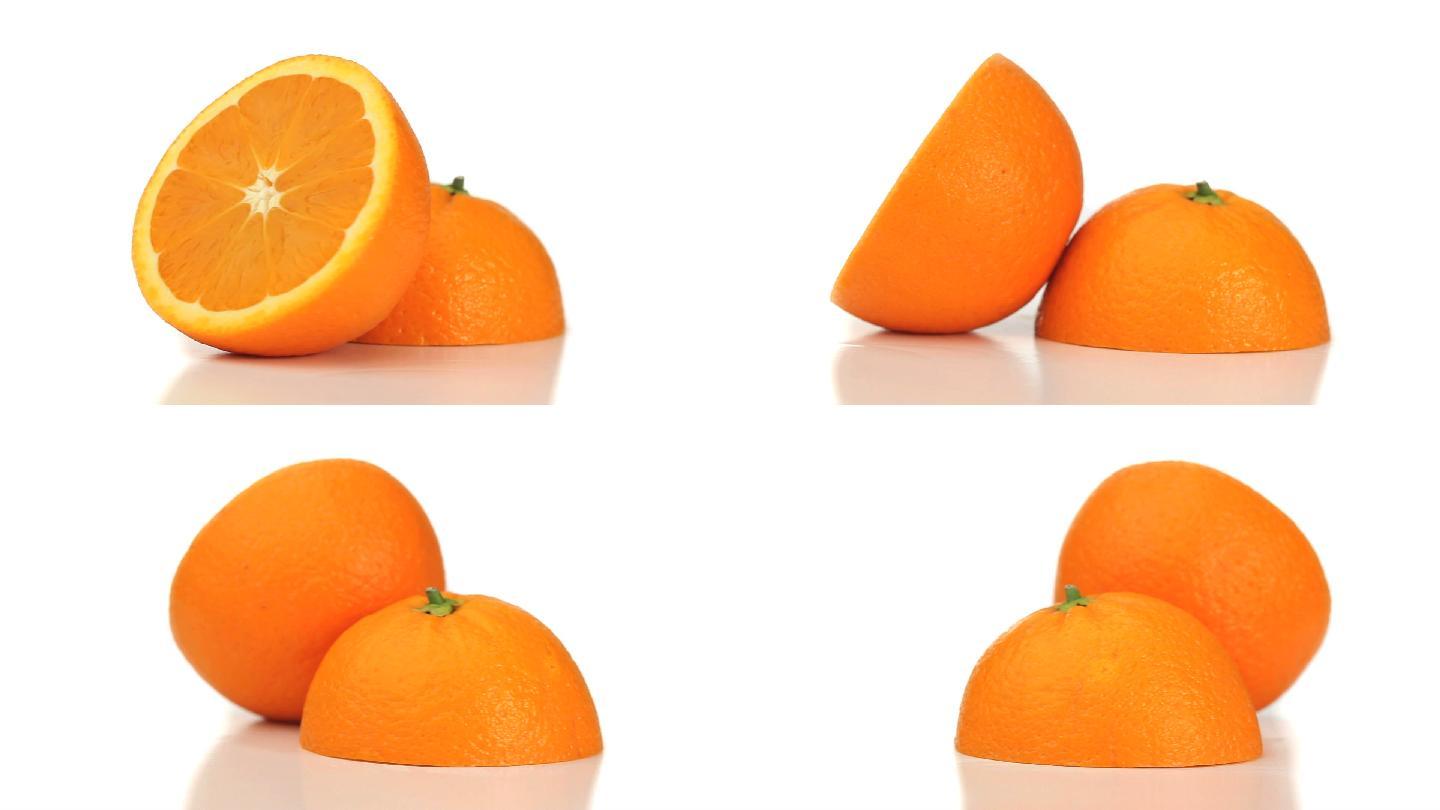 两半的橙子特写慢动作升格艺术展品物件摆拍