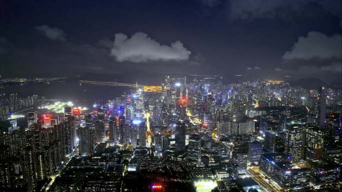 深圳前海大湾区夜景航拍