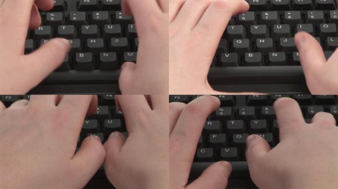 一个女人在键盘上打字特写