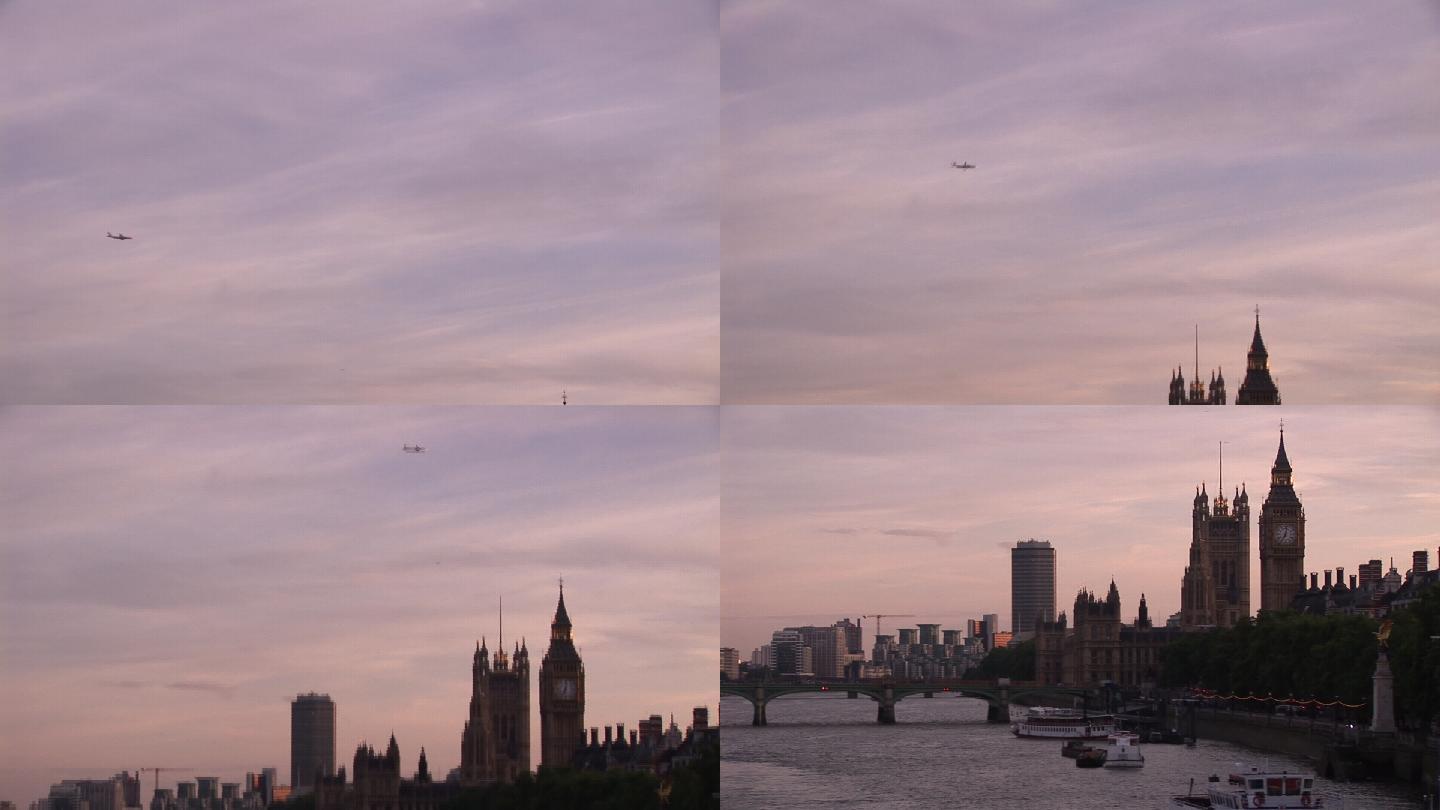 伦敦城风景特写天空船