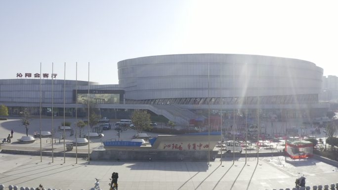 航拍沁阳体育馆体育中心