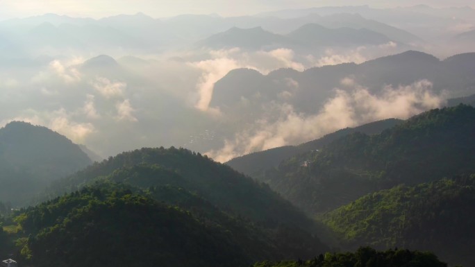 唯美水墨意境山峦山脉航拍实拍