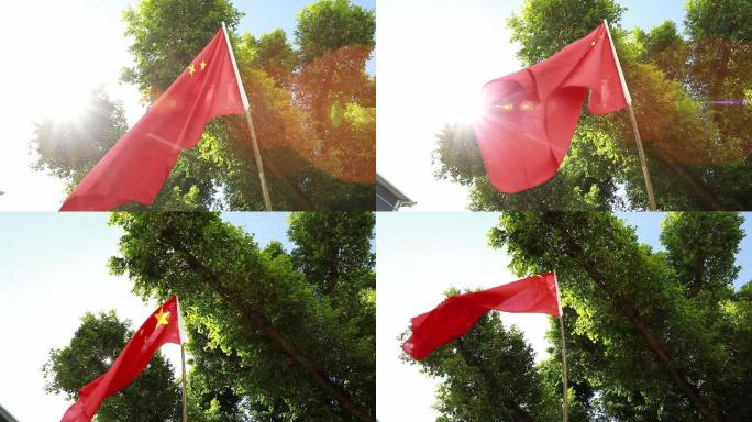 国庆原创4K高清阳光下的旗帜合集