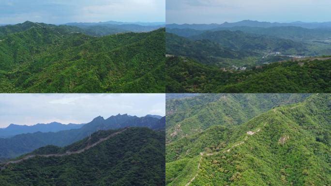 [4K]航拍素材.范崎路垭口眺望慕田峪