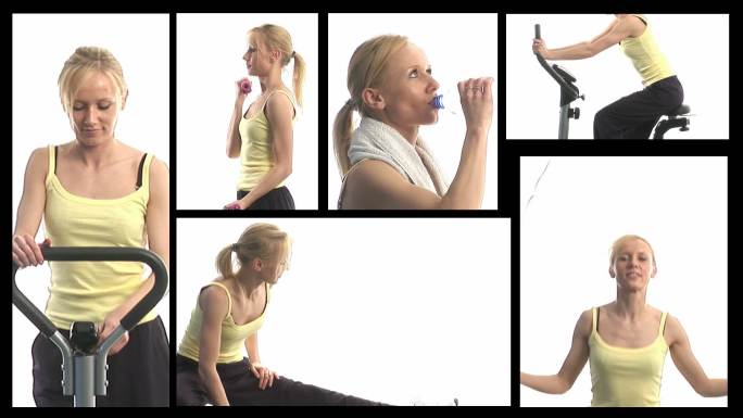一个女人在健身房锻炼片段特效