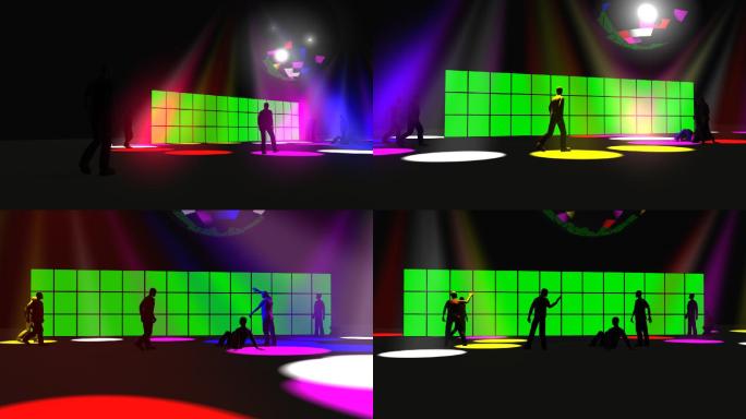 3D动画剪影人跳舞特效