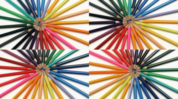彩色铅笔旋转特写色彩颜色颜料