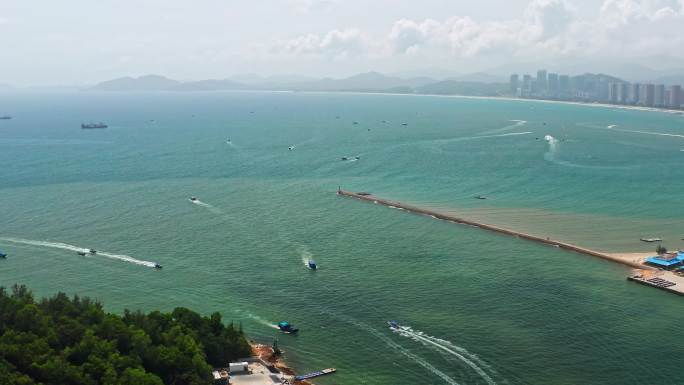 【4K超清】惠州惠东航拍港口双月湾海边