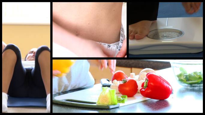 女子减肥过程特写营养配餐降脂