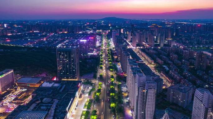 安徽蚌埠城市中心商业区航拍延时4k