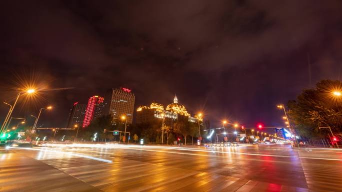 宁夏银川北京路夜景延时