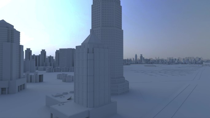 城市建筑白膜生长动画