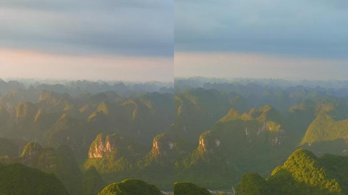 竖屏航拍广西喀斯特地貌