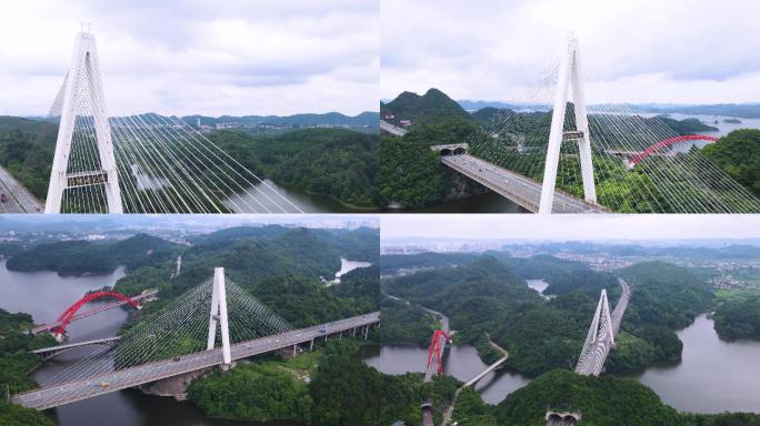 清镇红枫湖大桥自然风光旅游景点山水湖城