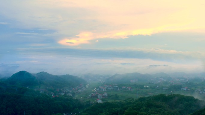 夏至雨后傍晚农村风景乡村振兴