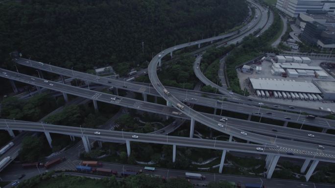 【4K正版素材】航拍盐田立交公路盘山车流