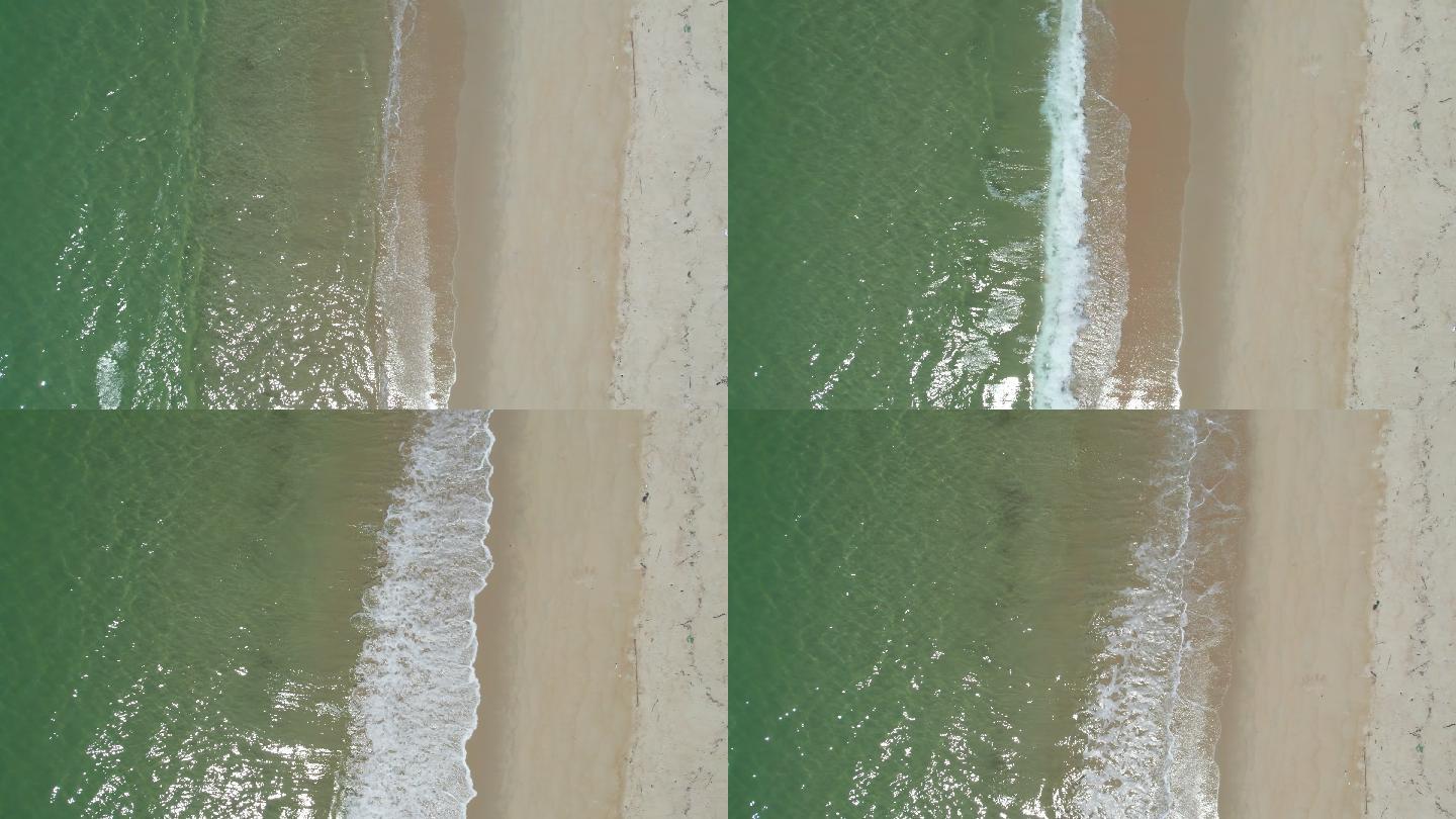 【4K原创】航拍俯视沙滩海浪前推视频