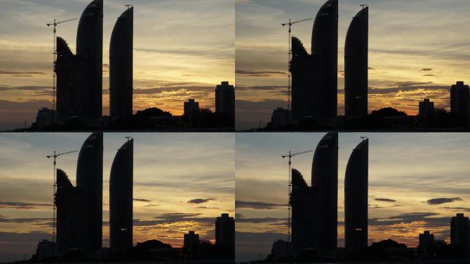 厦门双子塔延时拍摄 夕阳