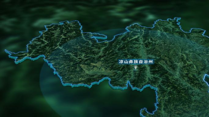 4K三维凉山彝族自治州行政区域地图展示