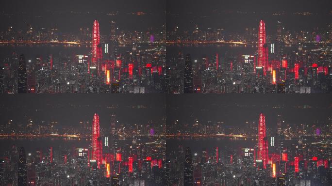 【4K正版】实拍深圳平安大厦红色灯光秀
