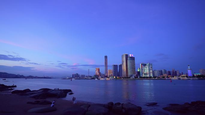 4K厦门轮渡夜景  建行大厦 财富中心