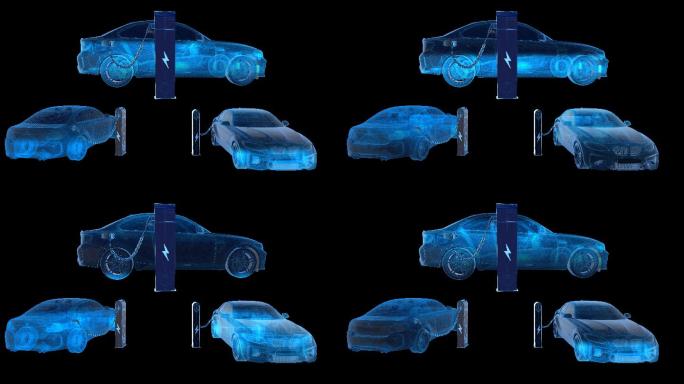 4K三维光影新能源汽车充电桩充电通道循环