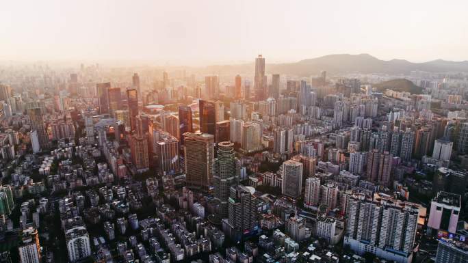 壮观的广州城市建筑广州三件套航拍4k