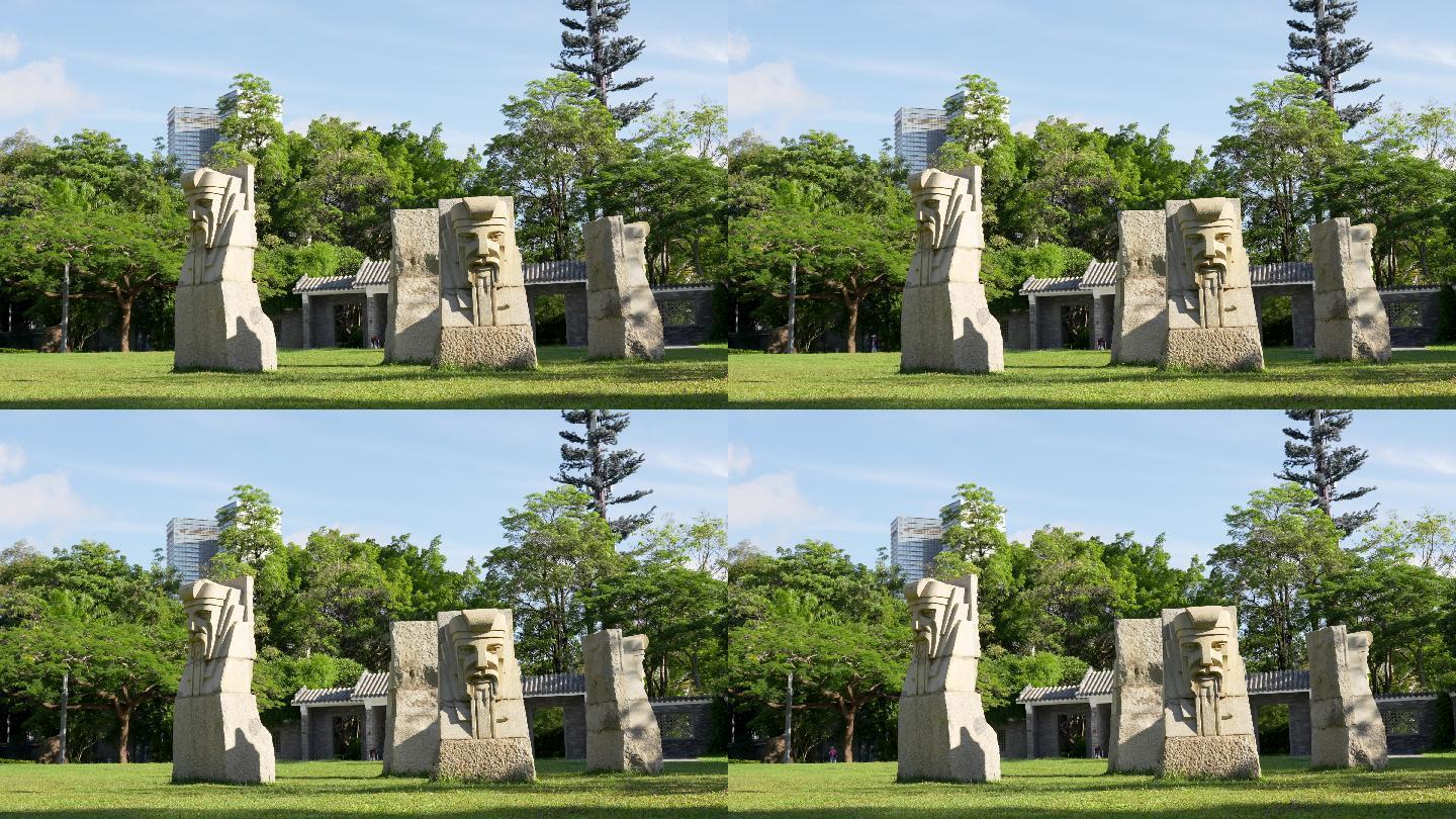 4K正版-实拍城市公园中的艺术雕塑