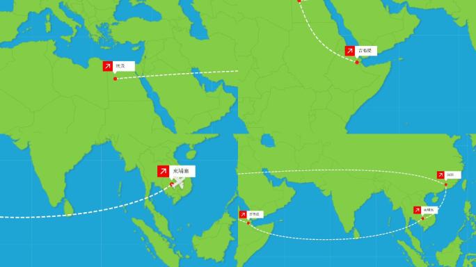 深圳出发飞往国外 飞机飞行路线动画