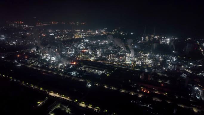 钢铁厂重工业夜景航拍