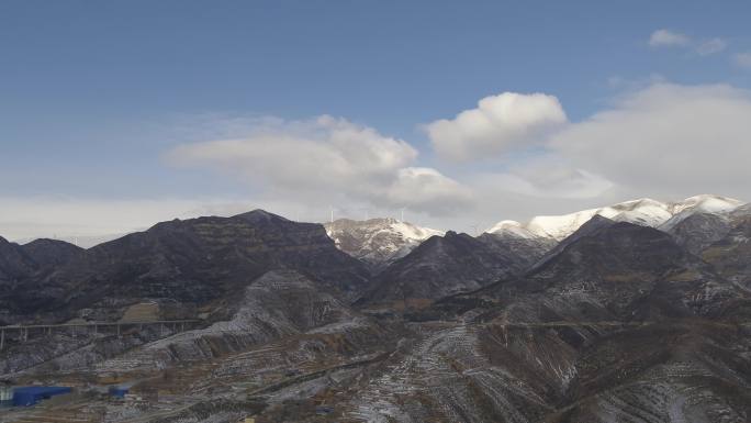 大气磅礴雁门山雪景航拍