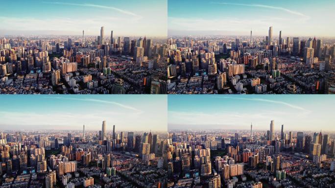 壮观的广州城市建筑天际线珠江新城航拍4k