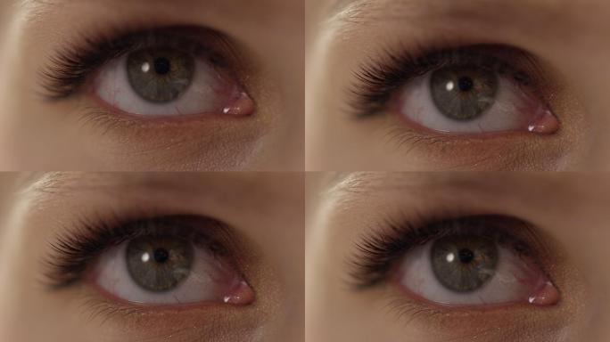 女性眼睛眨眼的特写镜头