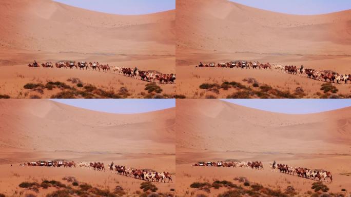 古代丝绸之路沙漠里的驼队