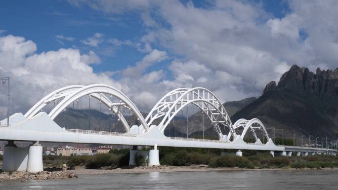 拉萨河大桥独特视角一组 4K