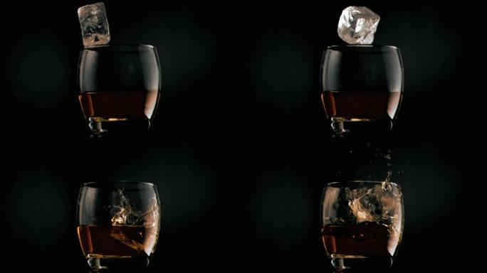 冰块以超慢的动作滚进一杯威士忌
